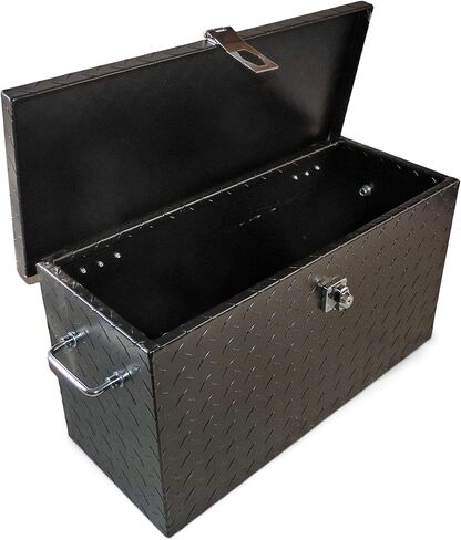 Universal 24" Aluminum Diamond Plate Storage & Tool Box | Weather-Resistant Locking Cargo Box for UTVs, ATVs, and Trailers in Kuwait