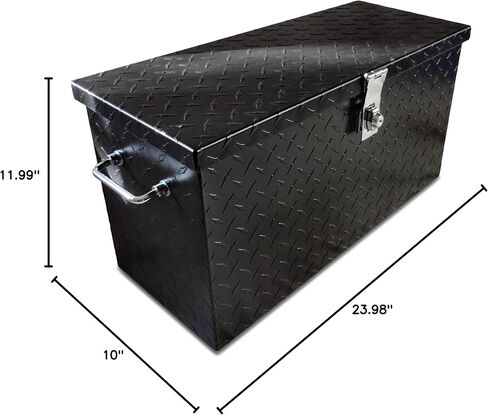 Universal 24" Aluminum Diamond Plate Storage & Tool Box | Weather-Resistant Locking Cargo Box for UTVs, ATVs, and Trailers in Kuwait