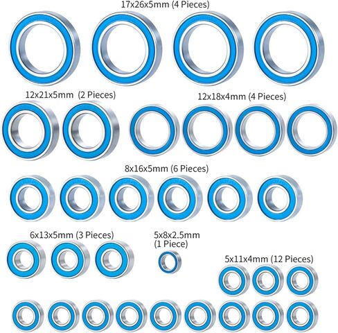 Rc Accessories for TRX-4 for E-Revo 2.0 TRA86086-4 1/10 32Pcs Wheel Hub Axle Blue Sealed Bearing Kit RC Crawler Car Parts in Kuwait