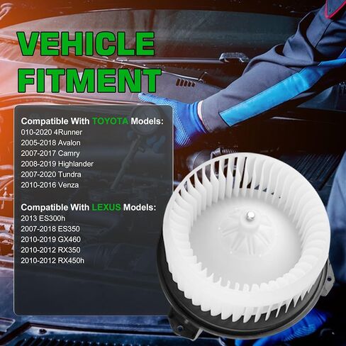 Front HVAC Blower Motor with Fan Cage for Toyota Tundra Camry 4Runner Highlander Venza Avalon 2007 2008 2009 2010 2011 2012 2013 2014 2015 2016 2017 2018, 07-19 for Lexus, Replace 700215 87103-0E040 in Saudi Arabia