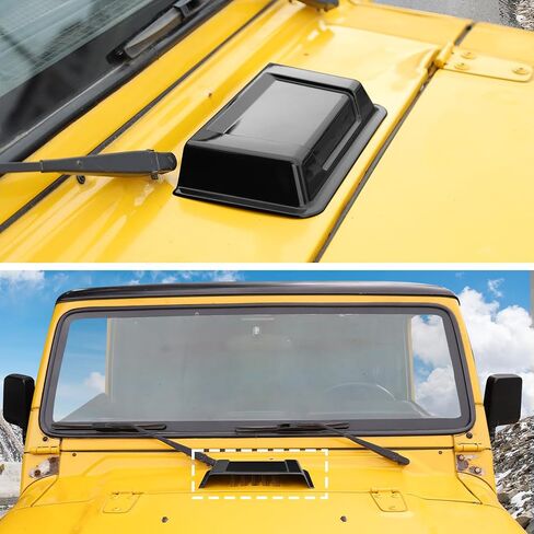 غطاء فتحة تهوية غطاء المحرك الأسود من CheroCar مناسب لـ 1996-2018 Jeep Wrangler JK JKU TJ غير محدود غطاء فتحة تهوية غطاء الملحقات الخارجية in Kuwait