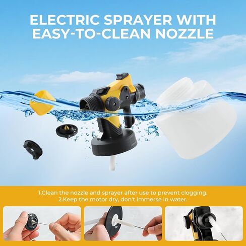 Paint Sprayer, 700w Electric Paint Spray Gun with Blowing & Cleaning Joints, 3 Nozzles & 3 Patterns, 1400ml Large Container,Easy to Clean HVLP Sprayer for Cabinets, Furniture, Fence, Walls in Saudi Arabia