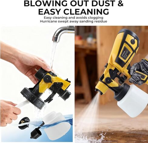 Paint Sprayer, 700w Electric Paint Spray Gun with Blowing & Cleaning Joints, 3 Nozzles & 3 Patterns, 1400ml Large Container,Easy to Clean HVLP Sprayer for Cabinets, Furniture, Fence, Walls in Saudi Arabia