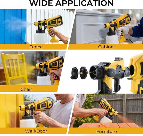 Paint Sprayer, 700w Electric Paint Spray Gun with Blowing & Cleaning Joints, 3 Nozzles & 3 Patterns, 1400ml Large Container,Easy to Clean HVLP Sprayer for Cabinets, Furniture, Fence, Walls in Saudi Arabia