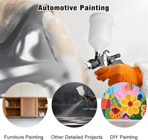 HVLP Spray Gun with 10Pcs 650ML Disposable Paint Cups, Automotive Paint Gun with 1.4/1.7/2.0/2.5mm Nozzles, Gravity Feed Air Paint Gun for Car,House Painting (Black) in Saudi Arabia