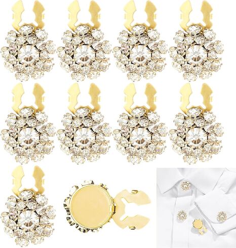 9 Pcs Gold Base Button Covers Rhinestone Crystal Detachable Cover Clip-On Crystal Detachable Gold Decorative Buttons for Clothing Dress Crafting Embellishments in Saudi Arabia