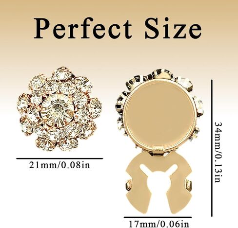 9 Pcs Gold Base Button Covers Rhinestone Crystal Detachable Cover Clip-On Crystal Detachable Gold Decorative Buttons for Clothing Dress Crafting Embellishments in Saudi Arabia