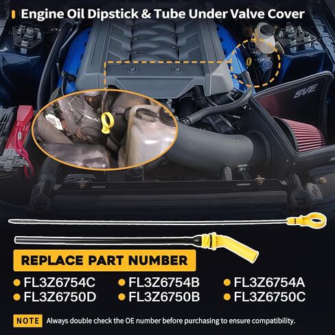 FL3Z-6754-C FL3Z-6750-D مقياس زيت المحرك مع أنبوب تحت غطاء الصمام مناسب لفورد F-150 5.0L 2015-2017 مناسب لفورد موستانج GT 5.0L 2015-2017 يستبدل FL3Z6754C FL3Z6750D in Kuwait