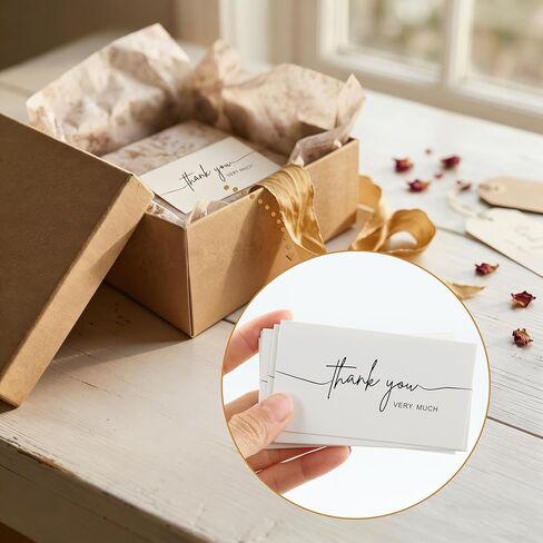 200Pcs Thank You Cards for Small Business, 2 x 3.5 Inches/5 x 9 cm Customer Appreciation Notes for Small Business Essentials Packaging Supplies in Saudi Arabia