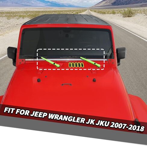 Jimen مناسب لسيارة Jeep Wrangler JK JKU 2007-2018، 15 قطعة ممسحة الزجاج الأمامي الأمامي والخلفي وغطاء فتحة التهوية ملحقات خارجية (أخضر) in Kuwait