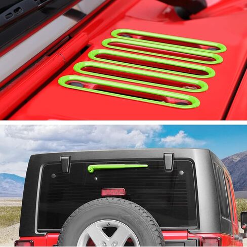 Jimen مناسب لسيارة Jeep Wrangler JK JKU 2007-2018، 15 قطعة ممسحة الزجاج الأمامي الأمامي والخلفي وغطاء فتحة التهوية ملحقات خارجية (أخضر) in Kuwait