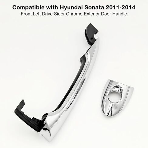 Front Driver Side Exterior Door Handle for Hyundai Sonata 2011 2012 2013 2014 2015, Replace# 826513S010, 826523S010, Chrome in Kuwait