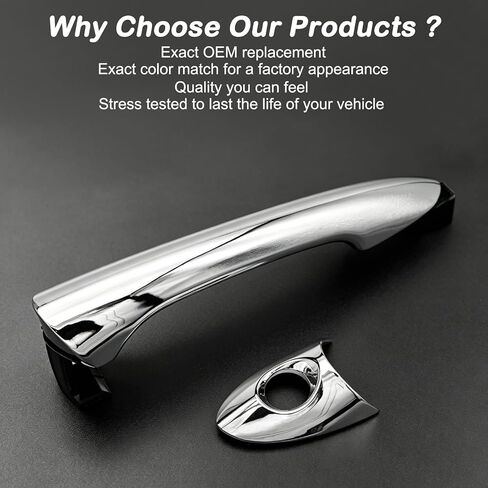 Front Driver Side Exterior Door Handle for Hyundai Sonata 2011 2012 2013 2014 2015, Replace# 826513S010, 826523S010, Chrome in Kuwait