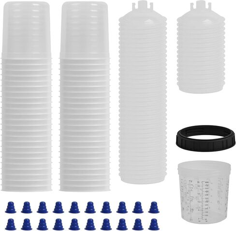 Disposable Paint Spray Gun Cup Liners and Lid System (20 Ounce Cup Kit) in Kuwait