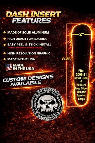 Kustom Cycle Parts Gothic Reaper Metal Dash Panel Console Insert! Fits Harley Davidson 2008-2020 Street Glides and 2010-2020 Road Glides. Easy Install! in Kuwait