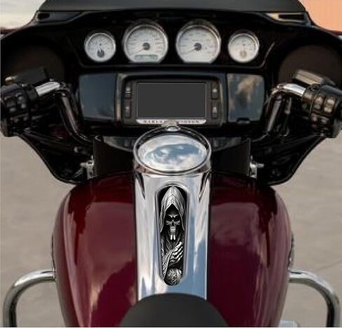 Kustom Cycle Parts Gothic Reaper Metal Dash Panel Console Insert! Fits Harley Davidson 2008-2020 Street Glides and 2010-2020 Road Glides. Easy Install! in Kuwait