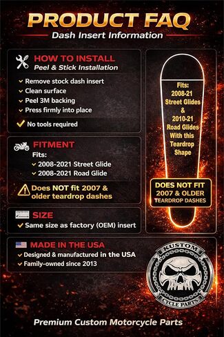 Kustom Cycle Parts Gothic Reaper Metal Dash Panel Console Insert! Fits Harley Davidson 2008-2020 Street Glides and 2010-2020 Road Glides. Easy Install! in Kuwait