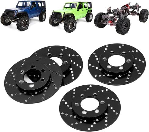 4pcs RC Brake Disc Aluminum Alloy Brake Caliper, RC Brake Disc for 2.2 Inch Wheel, Simulation Wheel Brake Caliper for 1/10 RC Crawler Car, Compatible with Axial SCX10 90046, (Black) in Saudi Arabia