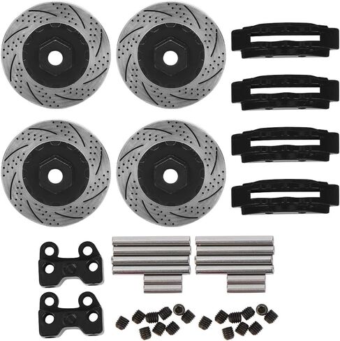 4Pcs Metal Simulation Brake Disc Calipers for TRX6 1/10 RC Car, High Detail Eddy Engraved Rotors with Consistent Braking Surface, Upgrade Kit for 2.2 inch (Black) in Saudi Arabia