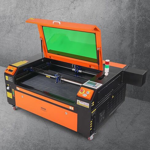 VEVOR 100W CO2 Laser Engraver، 24 x 35 in، 19.7 IPS آلة قطع بالليزر مع مساعدة هواء ثنائية الاتجاه، متوافقة مع LightBurn، CorelDRAW، AutoCAD، Windows، Mac OS، Linux، للنسيج الأكريليك الخشبي المزيد in Kuwait