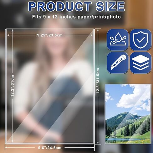 AKONEGE 5PCS 9" x 12" Rigid Print Protectors Clear Plastic Sheet Protectors, Heavy Duty Top Loading Document Holder, Menu Cover, Photo Poster Sleeves Hard Plastic Sleeves for Paper Art Prints in Saudi Arabia