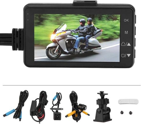 Akozon Motorcycle 1080P Video Recorder HD DVR 120 Degree Dash Camera Display IP68 for Motorcycle Riders in Kuwait