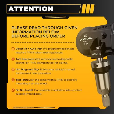 TPMS Sensor,Pre-Programmed Tire Pressure Monitoring Sensor - Compatible with Nissan Infiniti -Altima,Frontier,Versa,Q45,QX4,QX56-315MHz-Replace OE# 40700JA00B,40700JA00C in Saudi Arabia