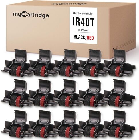 15 حزمة شريط حبر myCartridge IR40T IR-40T متوافق مع بكرة الحبر الحاسبة IR-40T CP-13 NR-42 لاستبدال Canon P170-dh MP11dx P23-dhv Sharp el-1801v el-1750v Casio hr-170rc (أحمر/أسود) in Kuwait