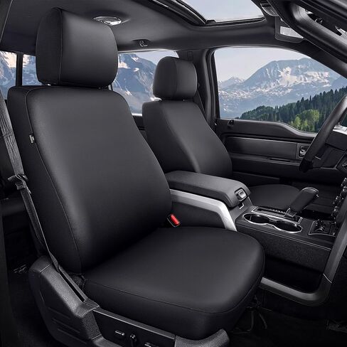 for Ford F150 Seat Covers 2009-2024 2025 2026,F250 F350 F450 2017-2026,Waterproof Leather Truck Seat Covers for Crew Cab XL XLT Lariat King Ranch Platinum(Black,Full Set) in Kuwait
