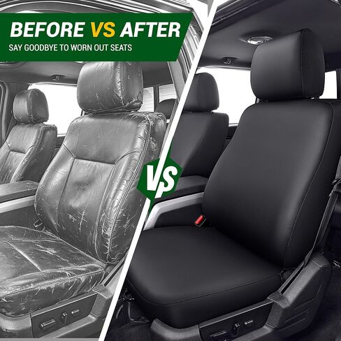 for Ford F150 Seat Covers 2009-2024 2025 2026,F250 F350 F450 2017-2026,Waterproof Leather Truck Seat Covers for Crew Cab XL XLT Lariat King Ranch Platinum(Black,Full Set) in Kuwait