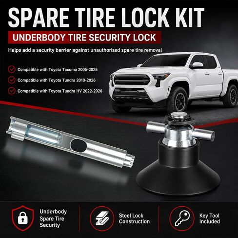 Spare Tire Lock Kit Compatible with Toyota Tacoma 2005-2025, Tundra 2010-2026, Tundra HV 2022-2026, Underbody Tire Security Lock Replaces PT276-34071 in Saudi Arabia