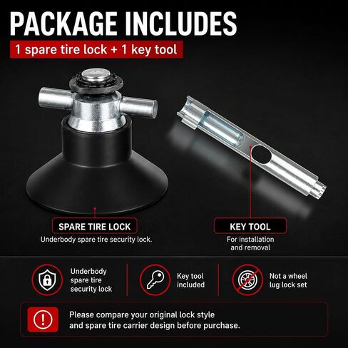 Spare Tire Lock Kit Compatible with Toyota Tacoma 2005-2025, Tundra 2010-2026, Tundra HV 2022-2026, Underbody Tire Security Lock Replaces PT276-34071 in Saudi Arabia