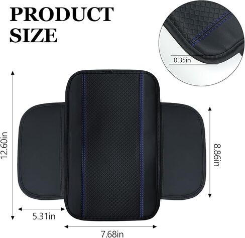Wuyaoyao 6PCS Car Steering Wheel Cover Set, 14.5-15 inch Leather Steering Wheel Cover w/Center Console Armrest Pad, Seat Belt Cushion Pads, Cup Holder Coasters, Car Accessories Set (Black+Blue) in Kuwait