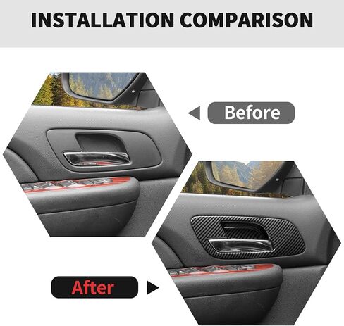 RT-TCZ مقبض الباب الداخلي غطاء الوعاء ملحقات الديكور الداخلية لسيارة Chevy Avalanche/Suburban/Tahoe 2007-2013، لـ GMC Yukon/Sierra 2007-2013 (ألياف الكربون السوداء) in Saudi Arabia