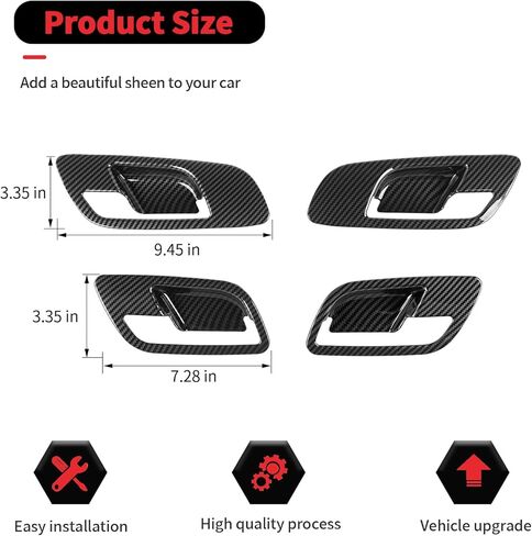 RT-TCZ مقبض الباب الداخلي غطاء الوعاء ملحقات الديكور الداخلية لسيارة Chevy Avalanche/Suburban/Tahoe 2007-2013، لـ GMC Yukon/Sierra 2007-2013 (ألياف الكربون السوداء) in Saudi Arabia