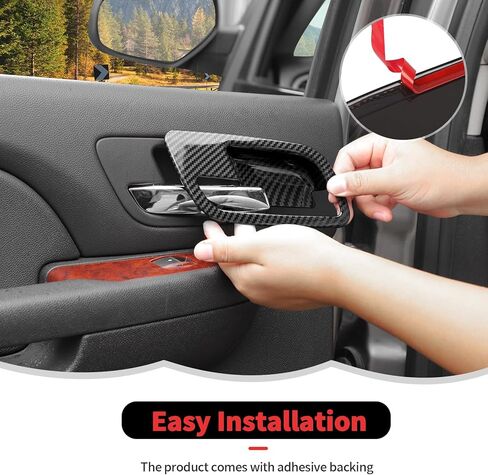 RT-TCZ مقبض الباب الداخلي غطاء الوعاء ملحقات الديكور الداخلية لسيارة Chevy Avalanche/Suburban/Tahoe 2007-2013، لـ GMC Yukon/Sierra 2007-2013 (ألياف الكربون السوداء) in Saudi Arabia