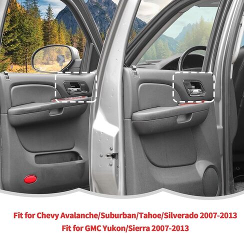 RT-TCZ مقبض الباب الداخلي غطاء الوعاء ملحقات الديكور الداخلية لسيارة Chevy Avalanche/Suburban/Tahoe 2007-2013، لـ GMC Yukon/Sierra 2007-2013 (ألياف الكربون السوداء) in Kuwait