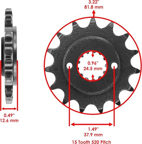 Caltric Red O-Ring Drive Chain and Sprocket Kit Compatible with Kawasaki KLR650 KL650A KL650E 1990-2016 Red in Kuwait