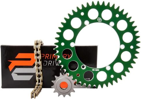 Primary Drive Alloy Kit & Gold X-Ring Chain Green Rear Sprocket For KAWASAKI KX250 X 2021-2024 in Kuwait