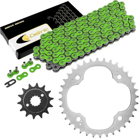 Caltric Green Drive Chain And Sprockets Kit Compatible with Suzuki Ltr450 Quadracer 450 2006-2009 in Kuwait