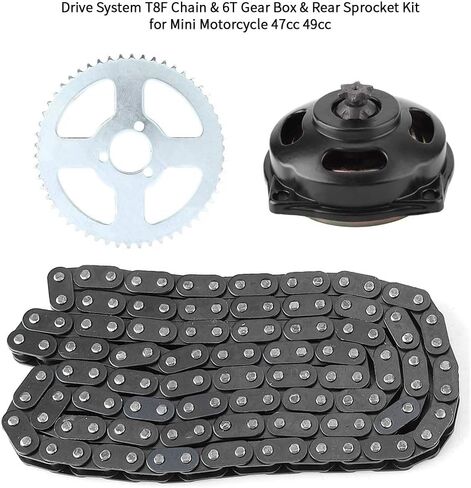 T8F Chain and Rear Sprocket Kit for Mini Motorcycle, 55齿 Chain Sprocket with 6 Teeth for T8F Drive System, 55t 6t in Kuwait