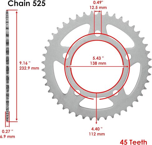سلسلة محرك كالتريك الحمراء ومجموعة ضرس متوافقة مع Honda Cbr600F4 1999 2000 525-Chain in Kuwait