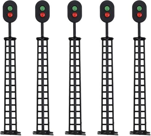 HO Scale Model Railroad LED Signal Lamps, 5-Pack Steel Pipe 3V/12V Lighted Pedestrian Signals for Train Layout and Garden Decoration(Three Lights) in Saudi Arabia