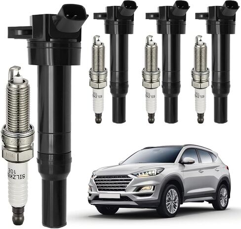 4 قطع من ملفات الإشعال UF651 وقابس إشعال إيريديوم مزدوج 9686 متوافق مع 2012-2016 Hyundai Elantra Tucson Kia Soul Forte 2.0 1.8 L4 يستبدل # C1804 5C1861 1788511 in Kuwait