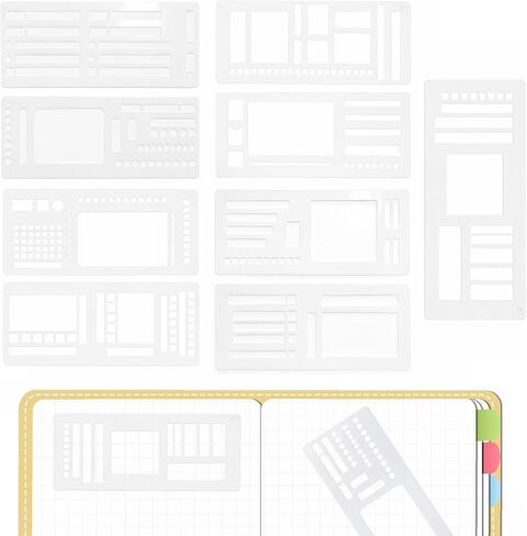 QUZZY 9 Pcs Calendar Stencils for Planners, Handmade Flexible Record Template, Reusable Layout Tools for Journaling, Drawing, DIY Planning in Saudi Arabia