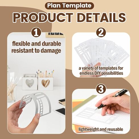 QUZZY 9 Pcs Calendar Stencils for Planners, Handmade Flexible Record Template, Reusable Layout Tools for Journaling, Drawing, DIY Planning in Saudi Arabia