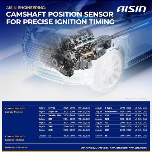 AISIN AFTERMARKET CMSAZ-00128 مستشعر موضع عمود الحدبات للمحرك - متوافق مع Jaguar XJR 98-09، XJ8 99-09، XK 07-08، XK8 99-06، XKR 00-08، S-Type 00-08، Super V8 05-09، Vanden Plas 98-09 - 4.0L 4.2 لتر in Kuwait