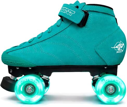 Bont Skates - Prostar Soft Teal Suede Professional Roller Skates with Glow Light Up Led Wheels - Indoor and Outdoor - Roller Skates in Saudi Arabia
