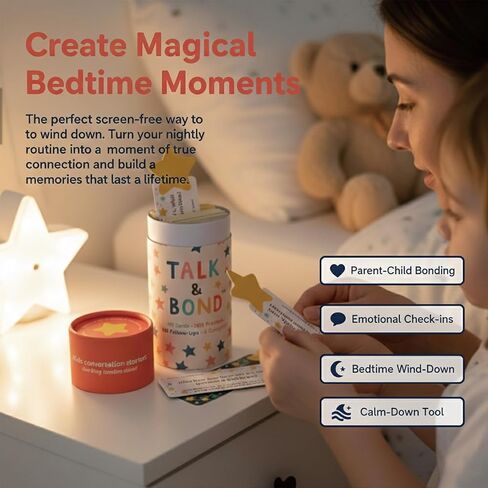 TALK & BOND Family Conversation Starter for Kids Ages 3–6 | 300 Questions + 180 Follow-Ups | Screen-Free Social Emotional Learning (SEL) Game for Family Dinner, Bedtime & Travel in Kuwait