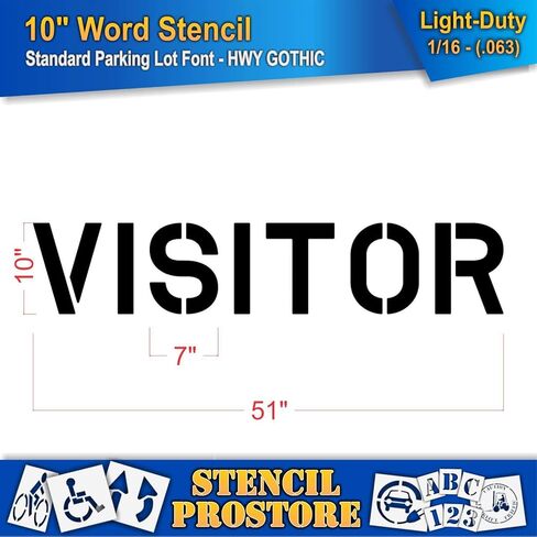Pavement Marking Stencils - 10 inch Visitor Stencil - 10" x 51" x 1/16'' (63 mil) - Light-Duty in Kuwait
